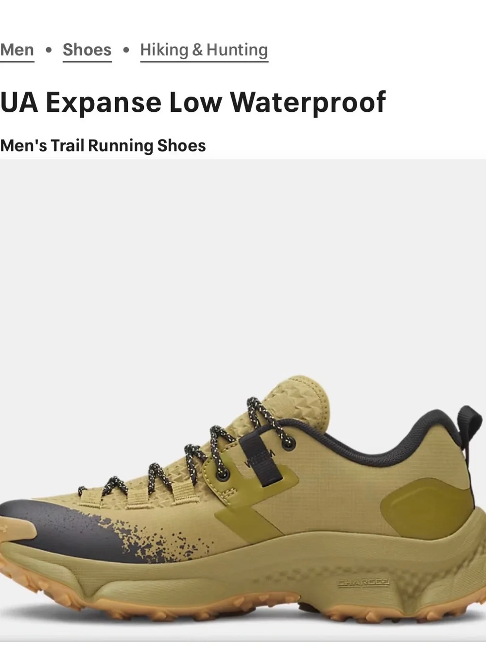 Under Armour Men's Expanse Low Waterproof Trail Shoes — Olive/Black